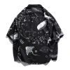 Whale print short-sleeved shirt for men's summer new trendy brand couple style casual half-sleeved beach ice silk shirt for men Application Scenario